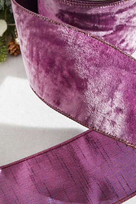 4” x 10 Yard Purple Lavender Crown Velvet Metallic Back Ribbon