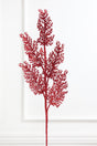 31" Red Sequin Coral Leaf Spray