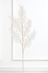 31" White Sequin Coral Leaf Spray