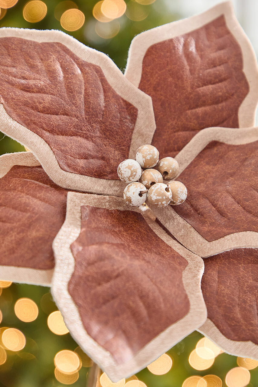 24" x 11.5” "Faux" Leather Poinsettia Stem