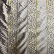Mulberry Silk Fabric - Striped Floral Embroidered, 54" Width (1 Yard)
