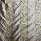 Mulberry Silk Fabric - Striped Floral Embroidered, 54" Width (1 Yard)