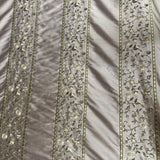 Mulberry Silk Fabric - Striped Floral Embroidered, 54" Width (1 Yard)