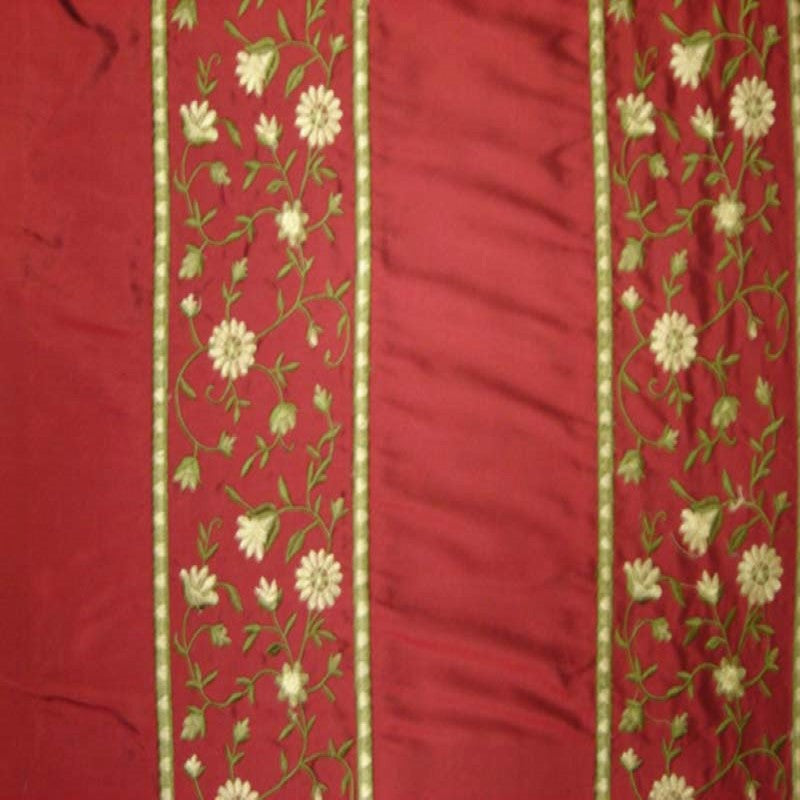 Mulberry Silk Fabric - Striped Floral Embroidered, 54" Width (1 Yard)