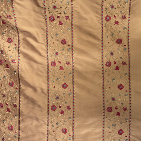 Mulberry Silk Fabric - Striped Floral Embroidered, 54" Width (1 Yard)