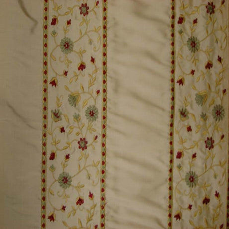 Mulberry Silk Fabric - Striped Floral Embroidered, 54" Width (1 Yard)