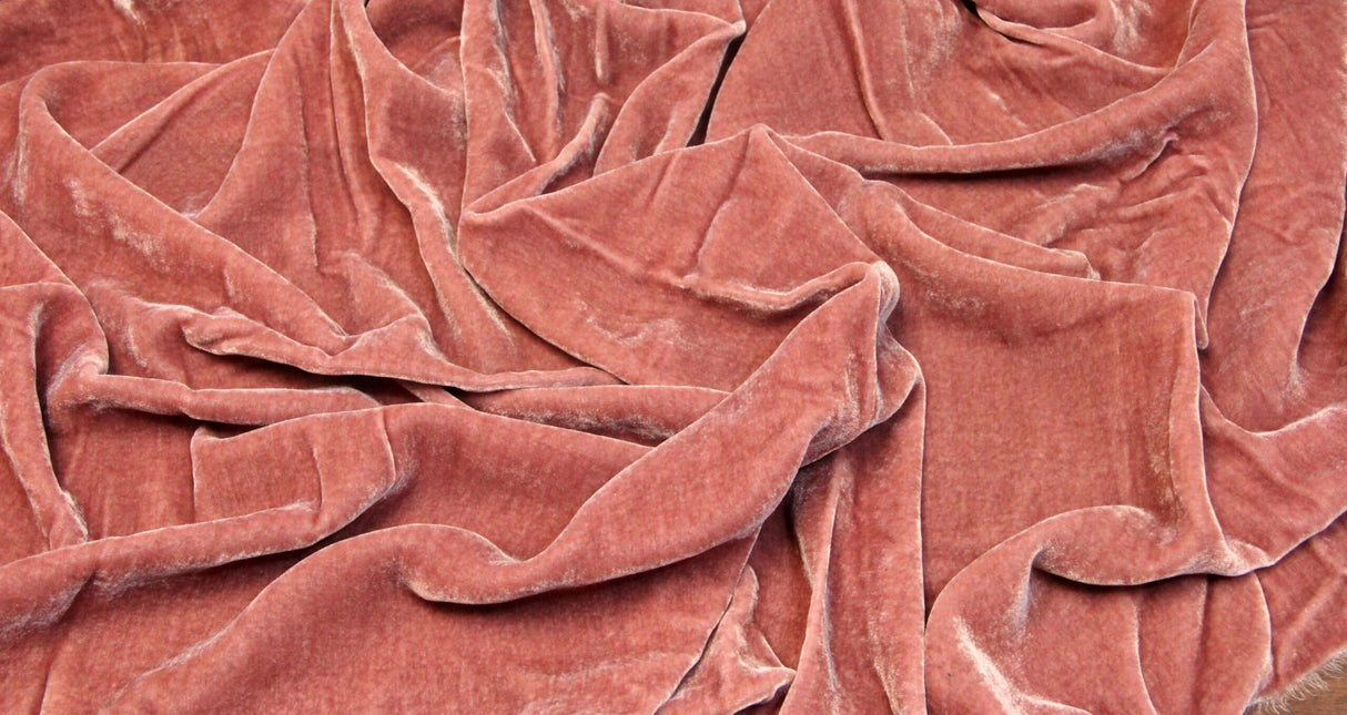 Premium Silk Rayon Velvet Fabric - Azalea, 45" Width (1 Yard)