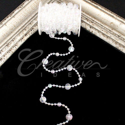 Multi Size Round Beads String-5 Yds (Iridescent)