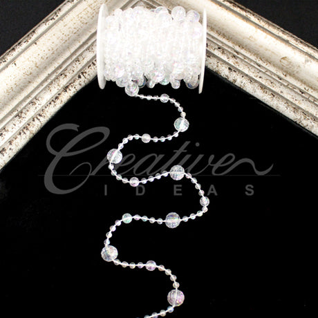 Multi Size Round Beads String-5 Yds (Iridescent)