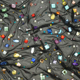 Brilliance Beaded With Rhinestone Stretch Mesh Fabric - Champagne, Silver, Black, Colorful, Pink, Red, Hunter Green, Light Blue, 54/55" Width (1 Yard)