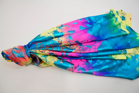 Tie Dye Hologram Spandex Fabric - Vibrant Multicolor Tie Dye, 58/60" Width (1 Yard)