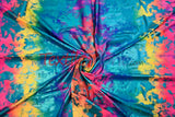 Tie Dye Hologram Spandex Fabric - Vibrant Multicolor Tie Dye, 58/60" Width (1 Yard)