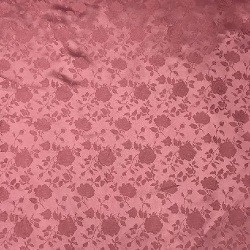 Mauve Rose Floral Jacquard Satin Fabric - Mauve Rose Floral Jacquard, 60" Width