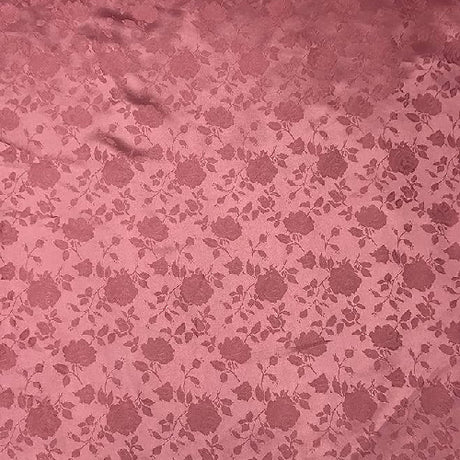 Mauve Rose Floral Jacquard Satin Fabric - Mauve Rose Floral Jacquard, 60" Width