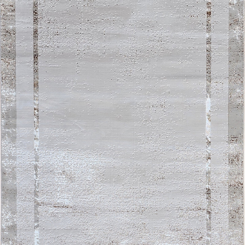 Maximus 245 Polypropylene Polyester Fabric - Silver With Gold Border Design, Color-Changing Flat Weave, 60% Polypropylene 40% Polyester, Power Loom, Made In Turkey (10' X 13')