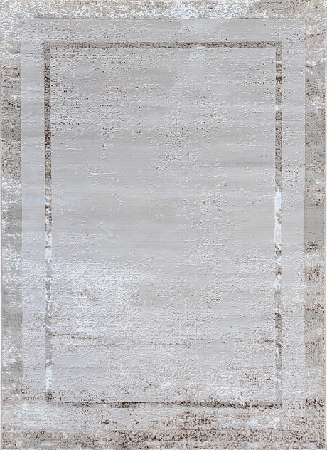 Maximus 245 Polypropylene Polyester Fabric - Silver With Gold Border Design, Color-Changing Flat Weave, 60% Polypropylene 40% Polyester, Power Loom, Made In Turkey (10' X 13')