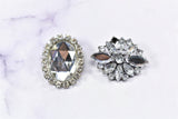 Rhinestone Brooch Applique Floral Silver