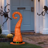 Halloween Pre-Lit Orange Witch's Hat Outdoor Decoration with LED Lights
