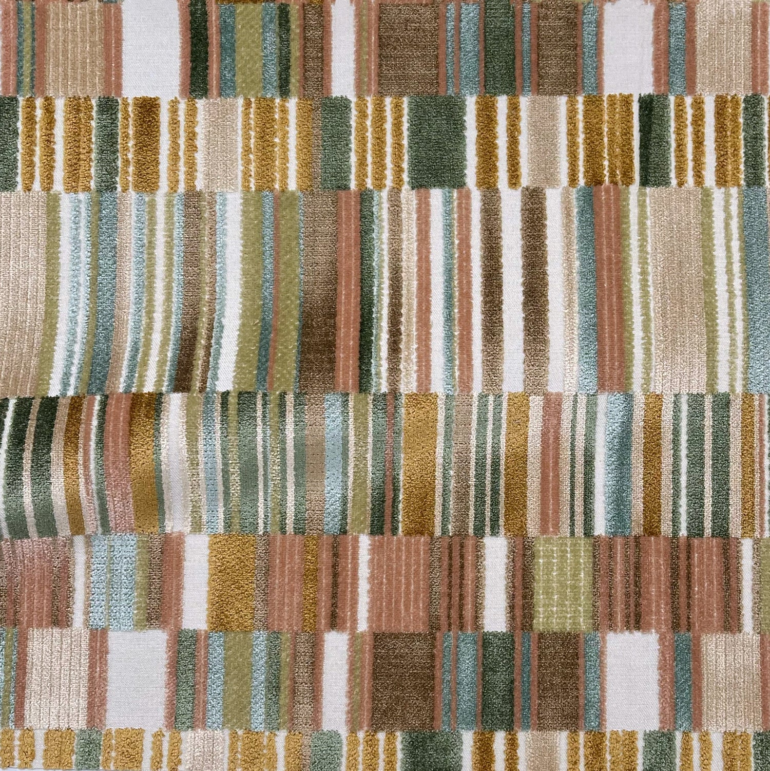 Geometric Cut Velvet Upholstery Fabric Madeira