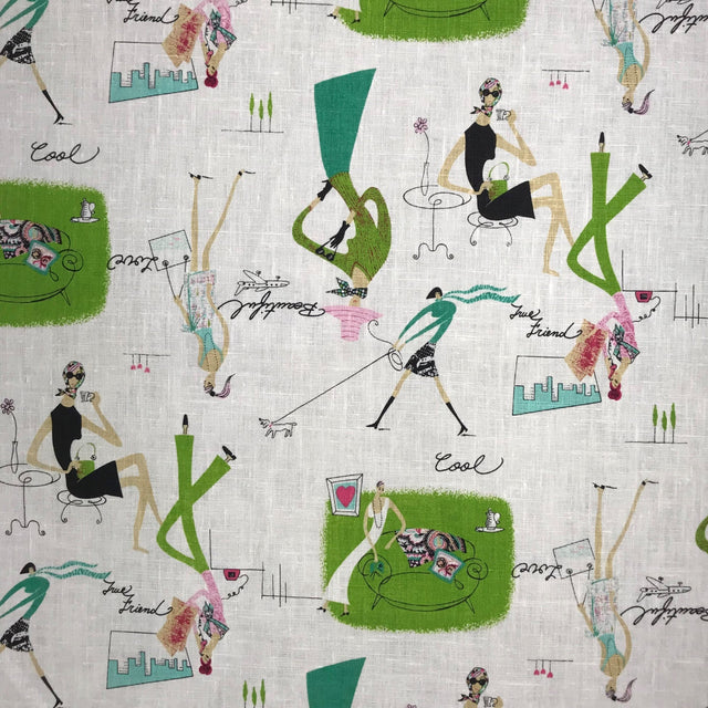 Linen Mademoiselle Print Fabric Swatch