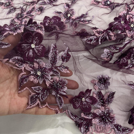 3D Beaded Floral Lace Fabric