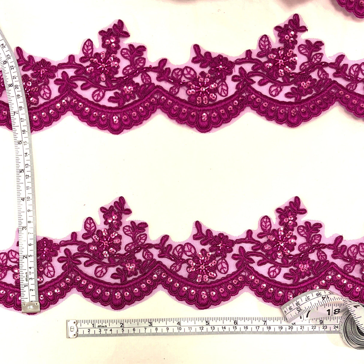 Embroidered Floral Beaded Lace Trim