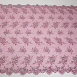 1 Yard 52" Wide Premium Textile Embroidered Tulle Lace Fabric with Beads and Floral Pattern