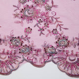 1 Yard 52" Wide Premium Textile Embroidered Tulle Lace Fabric with Beads and Floral Pattern