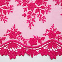 1 yarda de tela de encaje bordado elegante con diseño floral delicado, ancho 52"