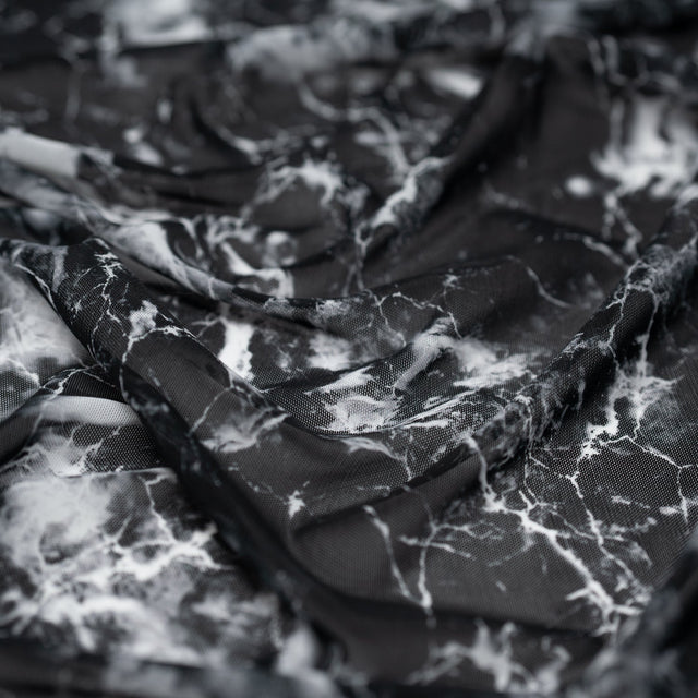 Printed Power Mesh Marble Fabric