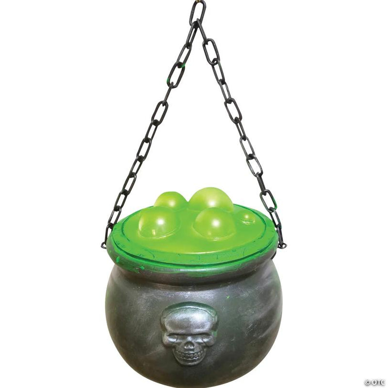 RADYAN Magic Cauldron Halloween Decoration with Metallic Look and Hanging Chain shown in a clear product image