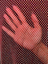 Rhinestone Fishnet Mesh Red