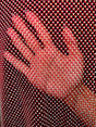 Rhinestone Fishnet Mesh Red