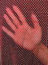 Rhinestone Fishnet Mesh Red