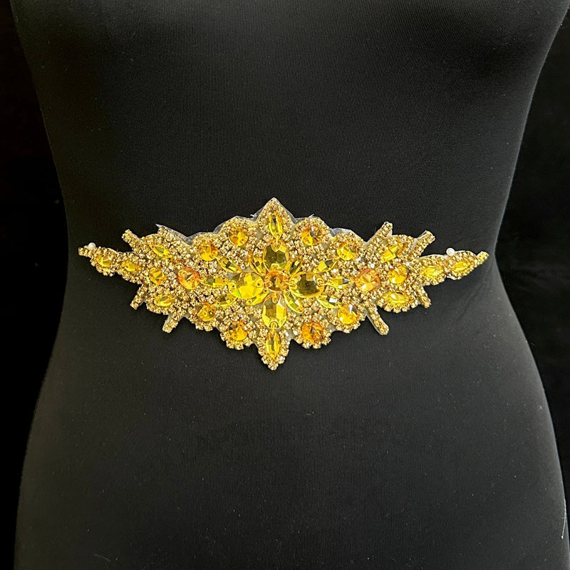 Gold Iron On Rhinestone Applique