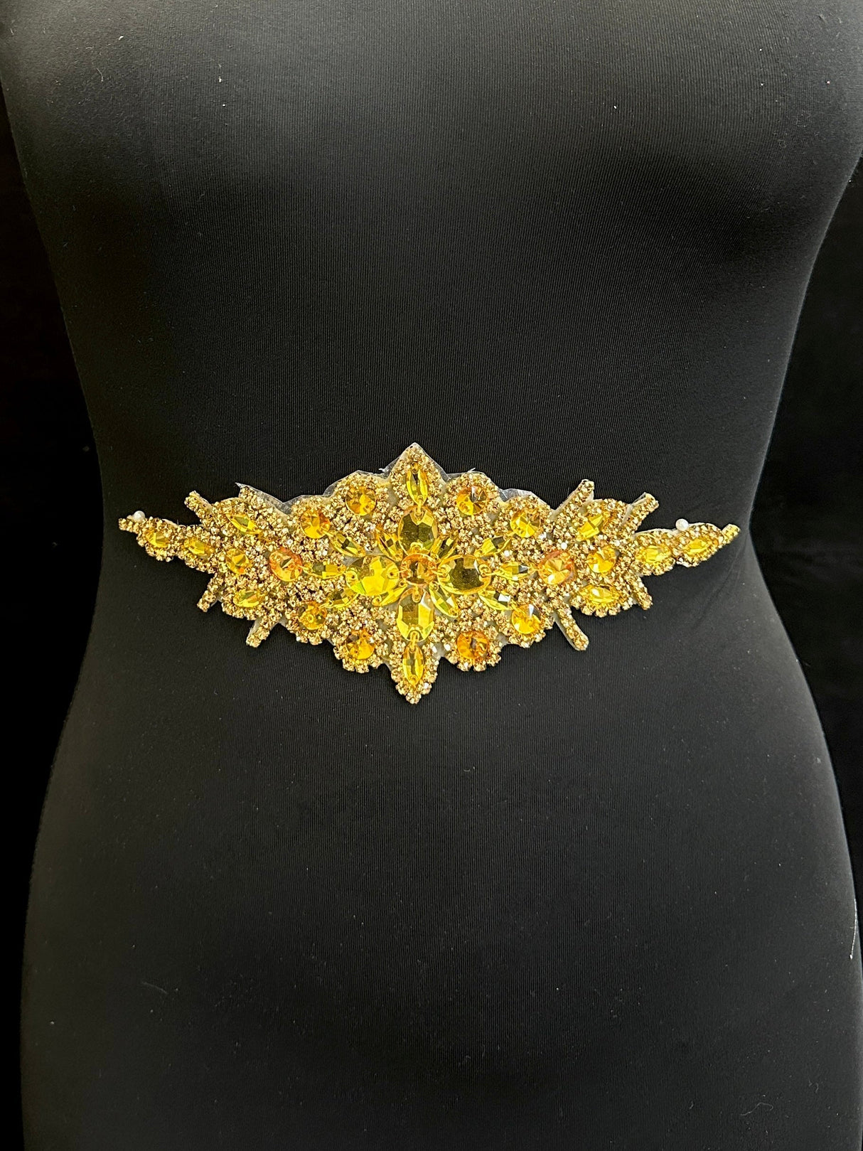 Gold Iron On Rhinestone Applique