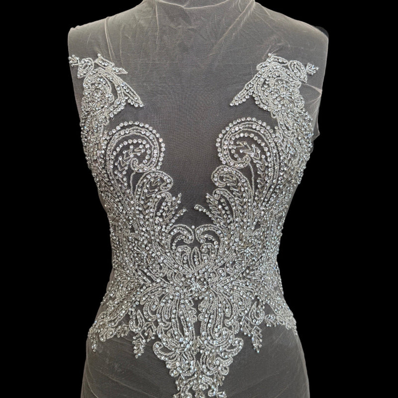 Silver Rhinestone Bodice Applique
