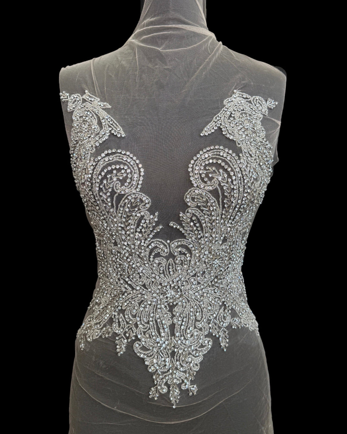 Silver Rhinestone Bodice Applique