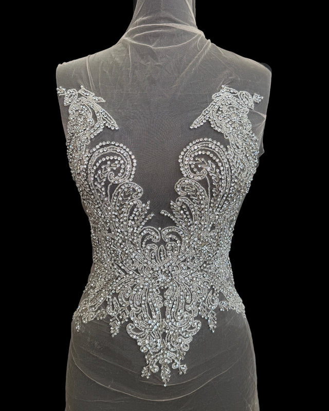 Silver Rhinestone Bodice Applique