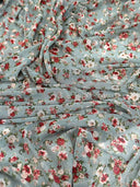 Printed Power Mesh Sage Mini Flowers