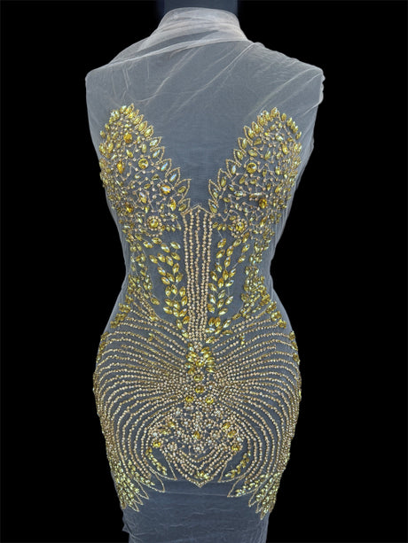 Gold Rhinestone Bodice Appliqué