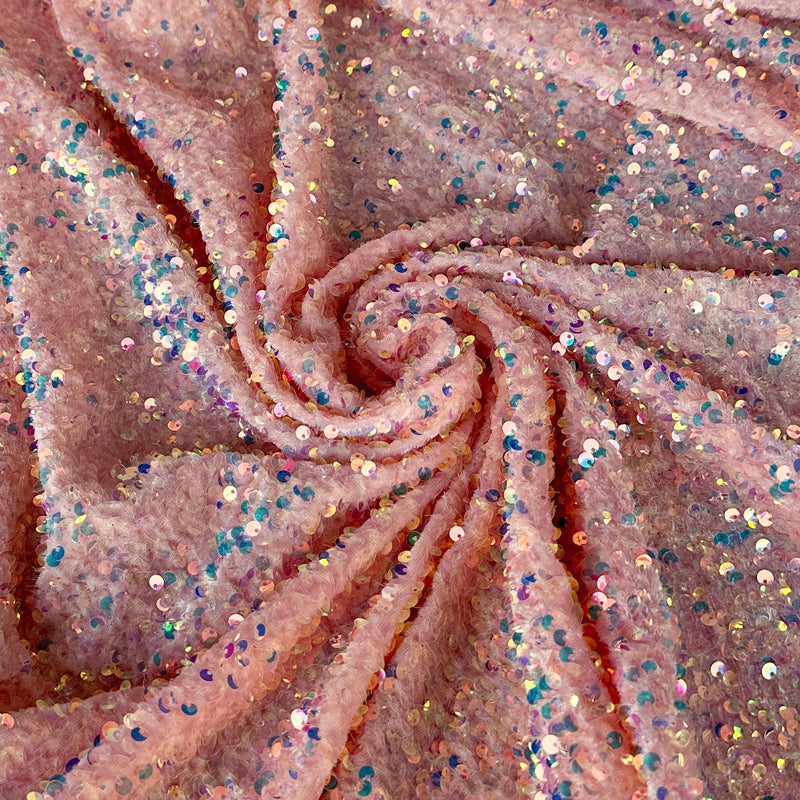 Iridescent Peach Sequin on Velvet