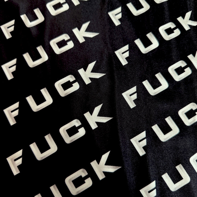 Printed Nylon Spandex Black & White Bold Text