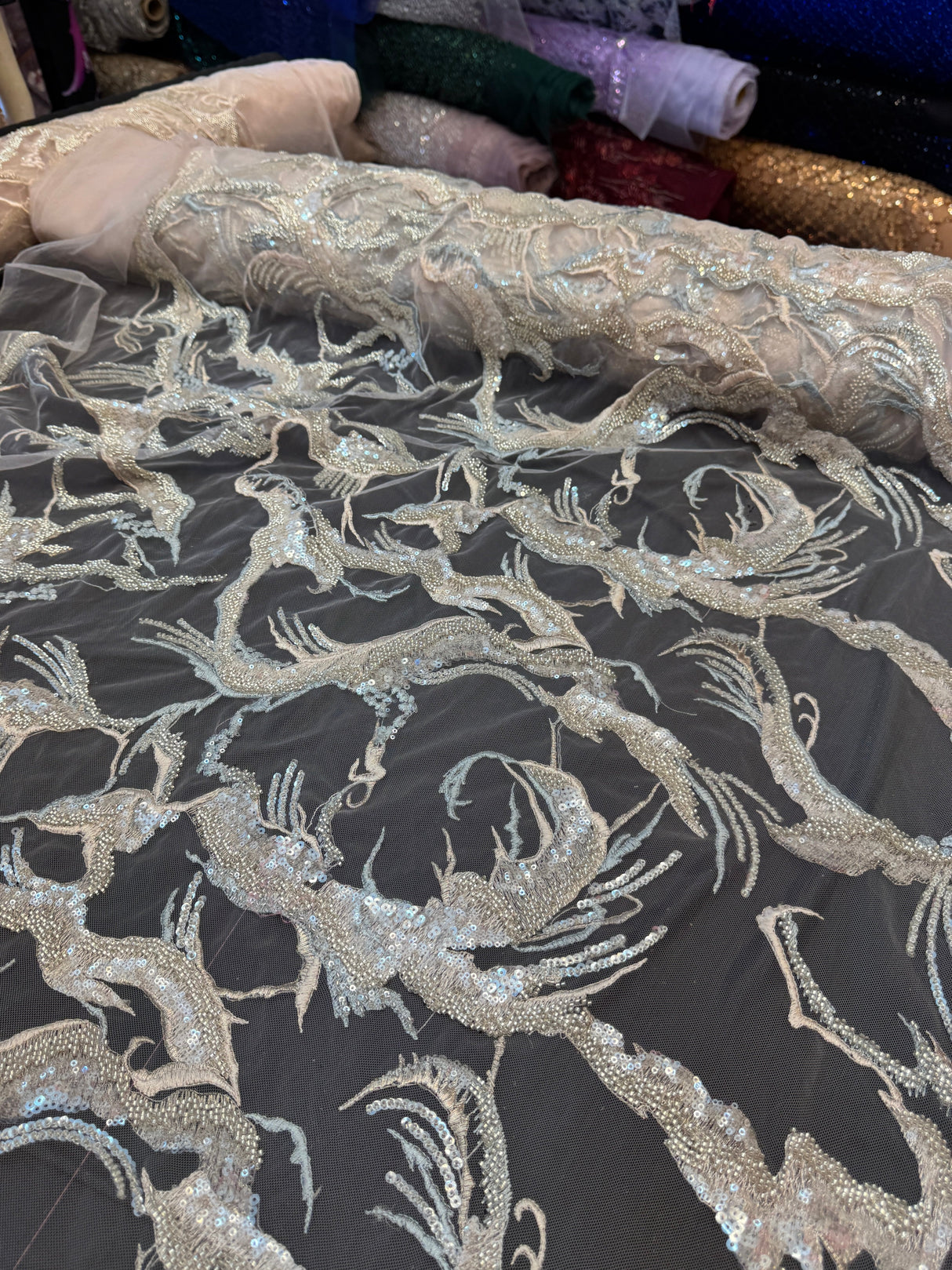 Sequin Embroidered Mesh Lace
