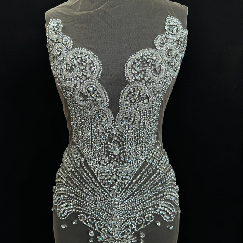 Silver Rhinestone Bodice Applique