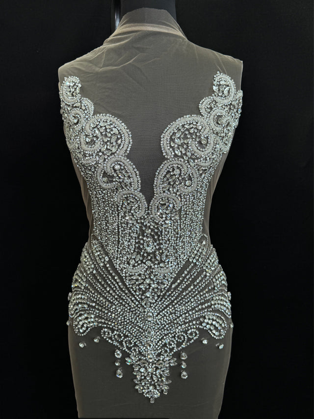 Silver Rhinestone Bodice Applique