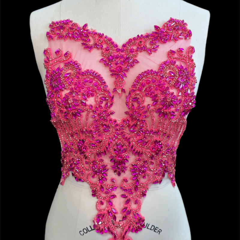 Rhinestone Bodice Applique Fuchsia
