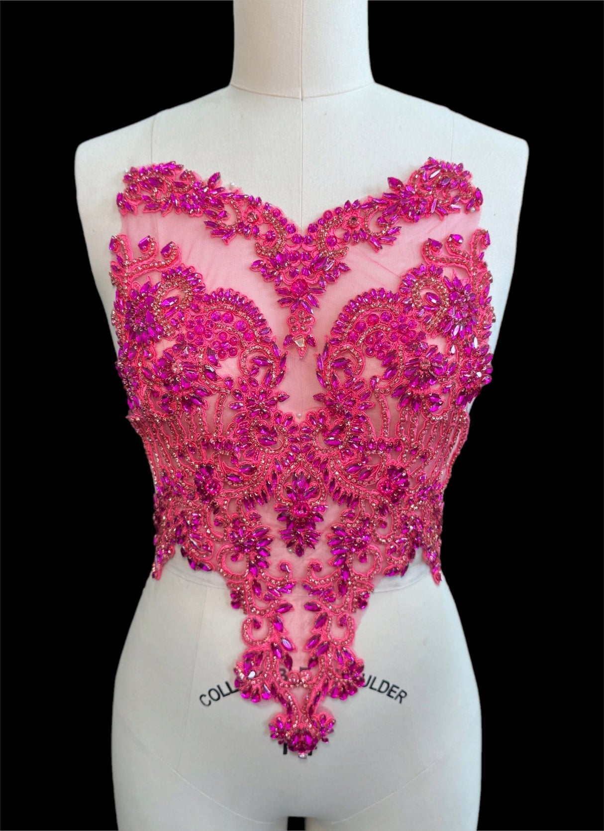 Rhinestone Bodice Applique Fuchsia