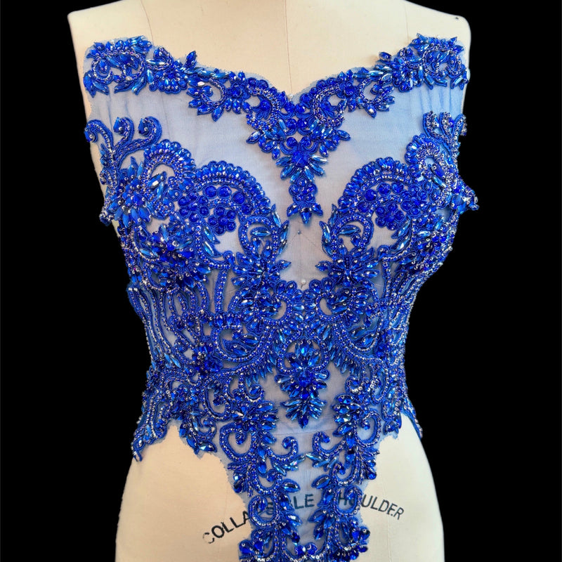 Royal Blue Rhinestone Bodice Applique