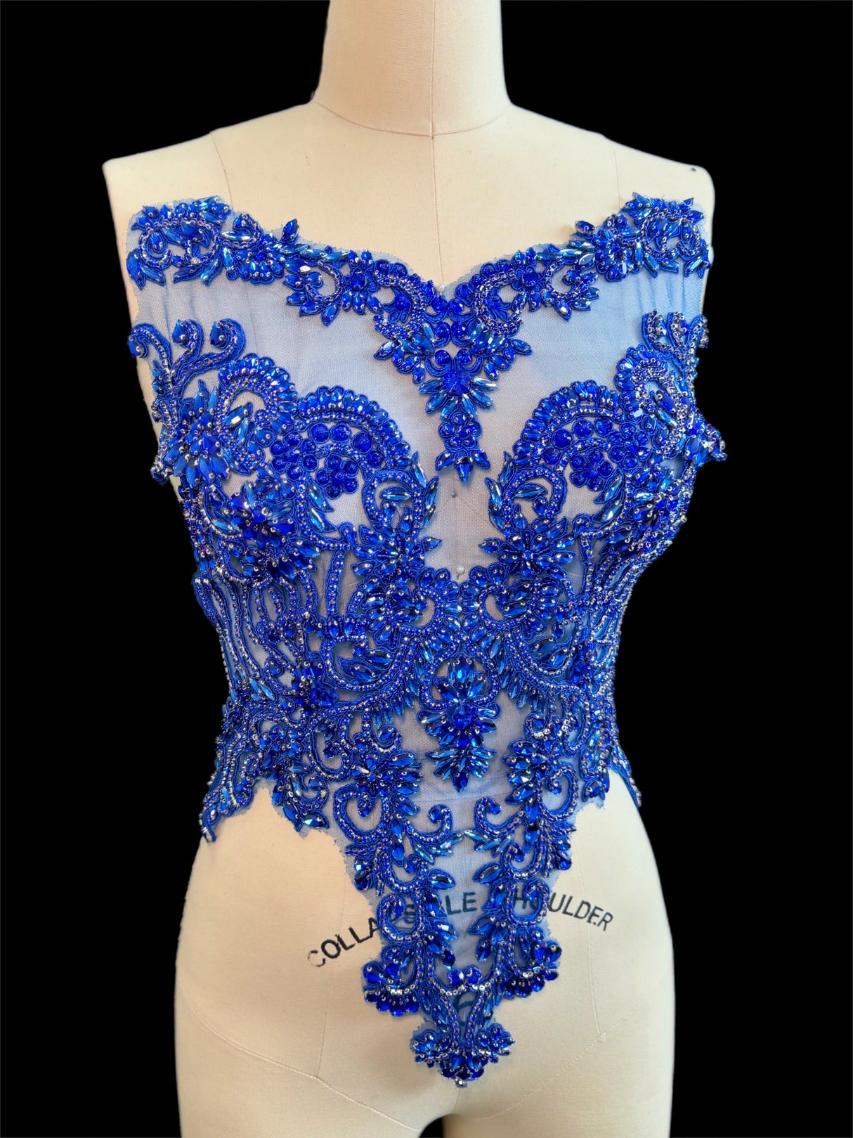 Royal Blue Rhinestone Bodice Applique